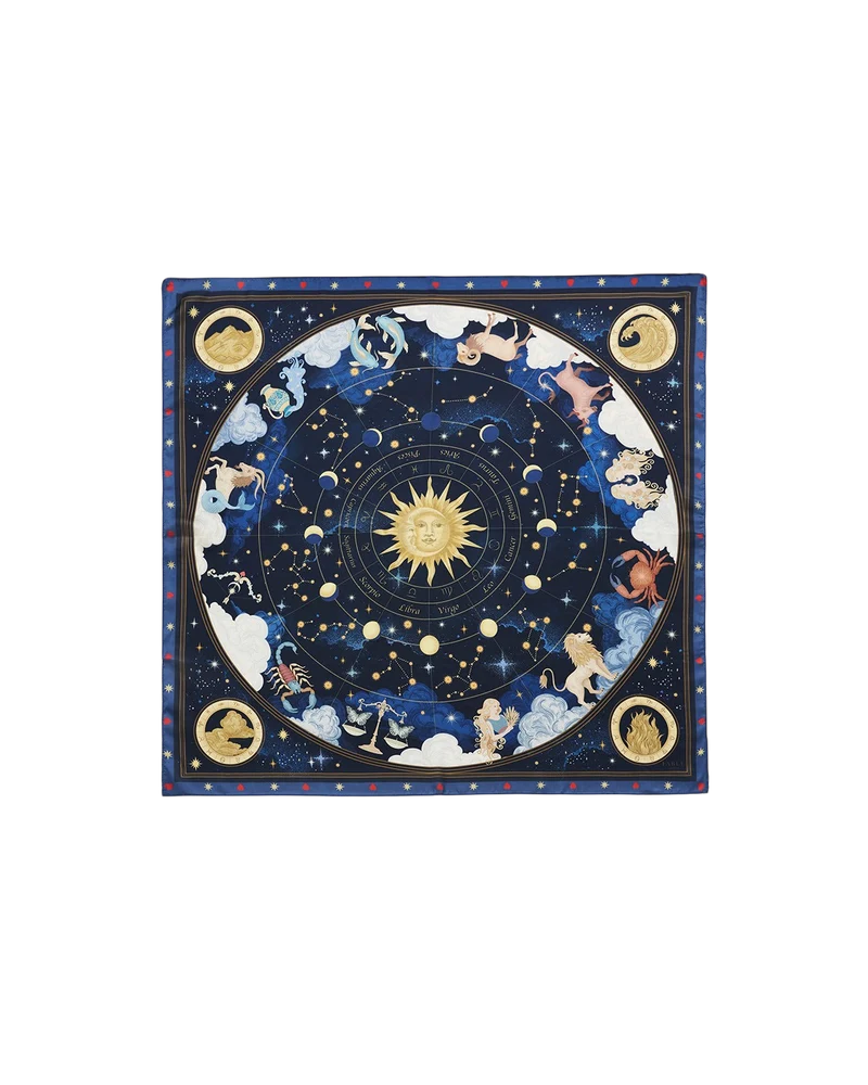 Zodiac Square Scarf in Navy