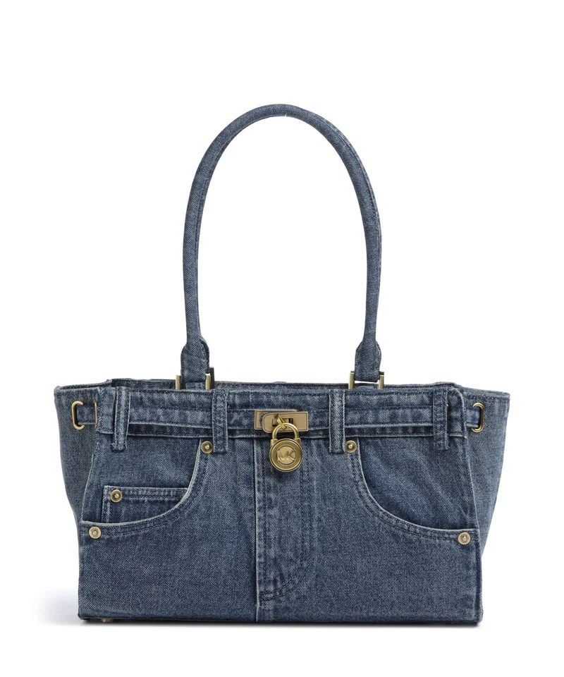 Michael Kors Hamilton Moderne Small Sac porté épaule light wash blue