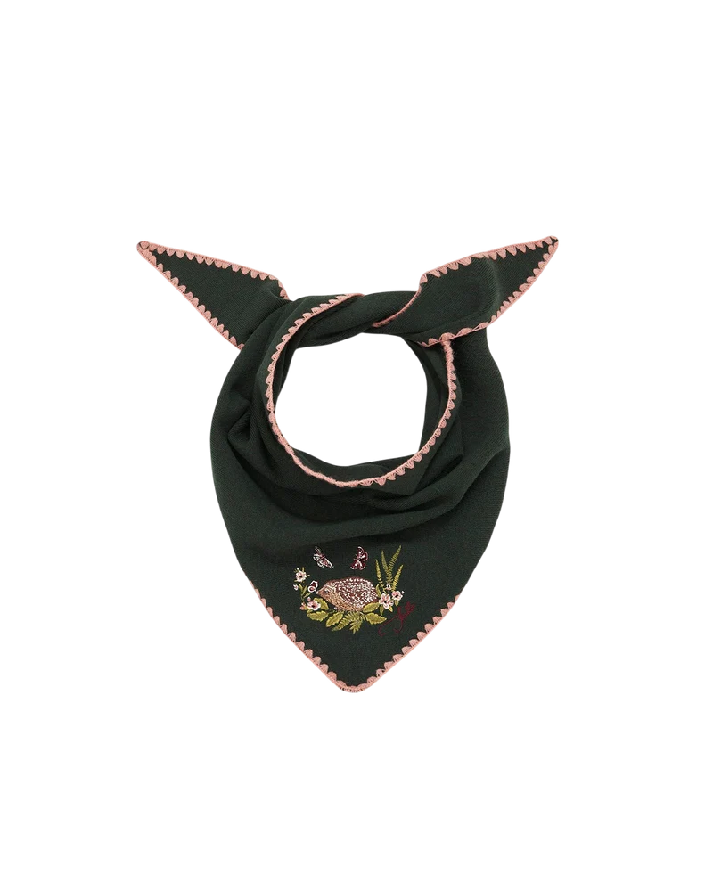 Hedgehog Triangle Scarf in Forest Green