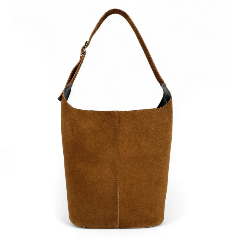 Sac seau en daim CLARENCE Camel foncé