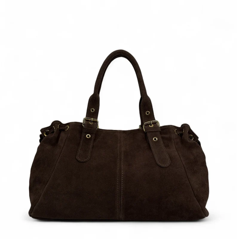 Sac bowling en daim PRINCESSE SUEDE XL Marron Cacao