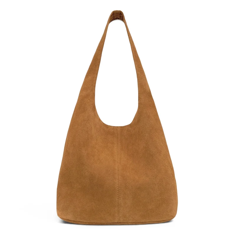 Sac à main de forme HOBO en daim EVA Marron camel clair