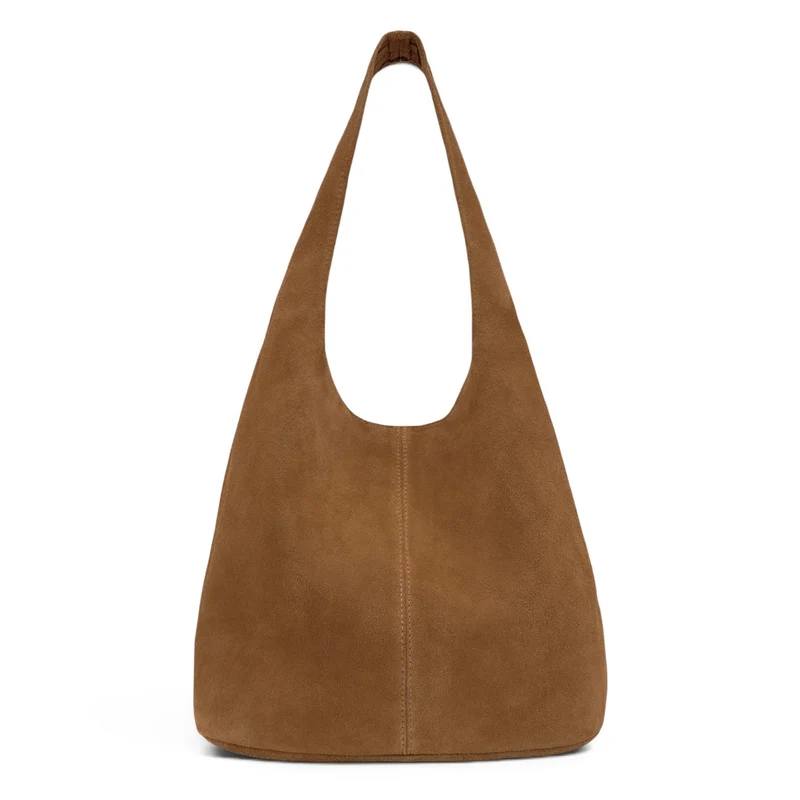 Sac à main de forme HOBO en daim EVA Marron terre d'ombre
