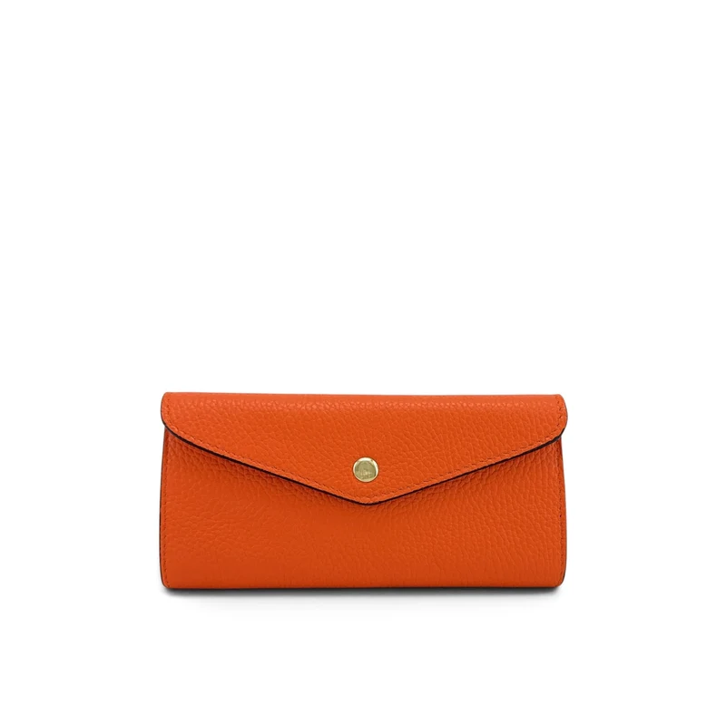 Pochette portefeuille en cuir grainé CLELIA Orange