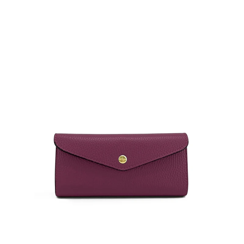 Pochette portefeuille en cuir grainé CLELIA Prune