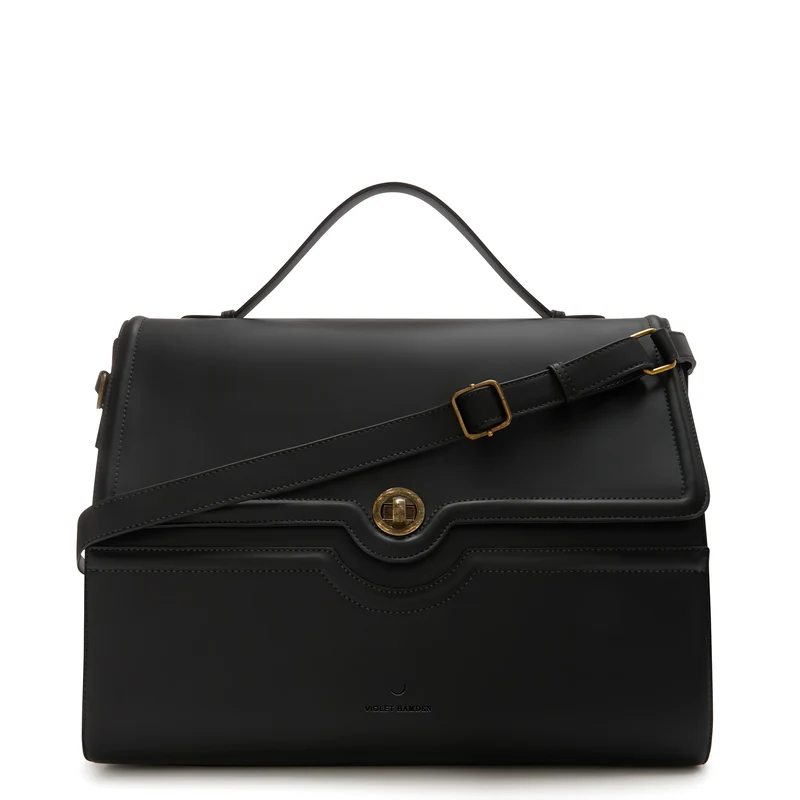 Violet Hamden Essential Bag Sac à Main Noir avec Compartiment pour Ordinateur Portable 16,4 pouces VH21005