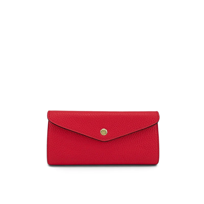 Pochette portefeuille en cuir grainé CLELIA Rouge garance