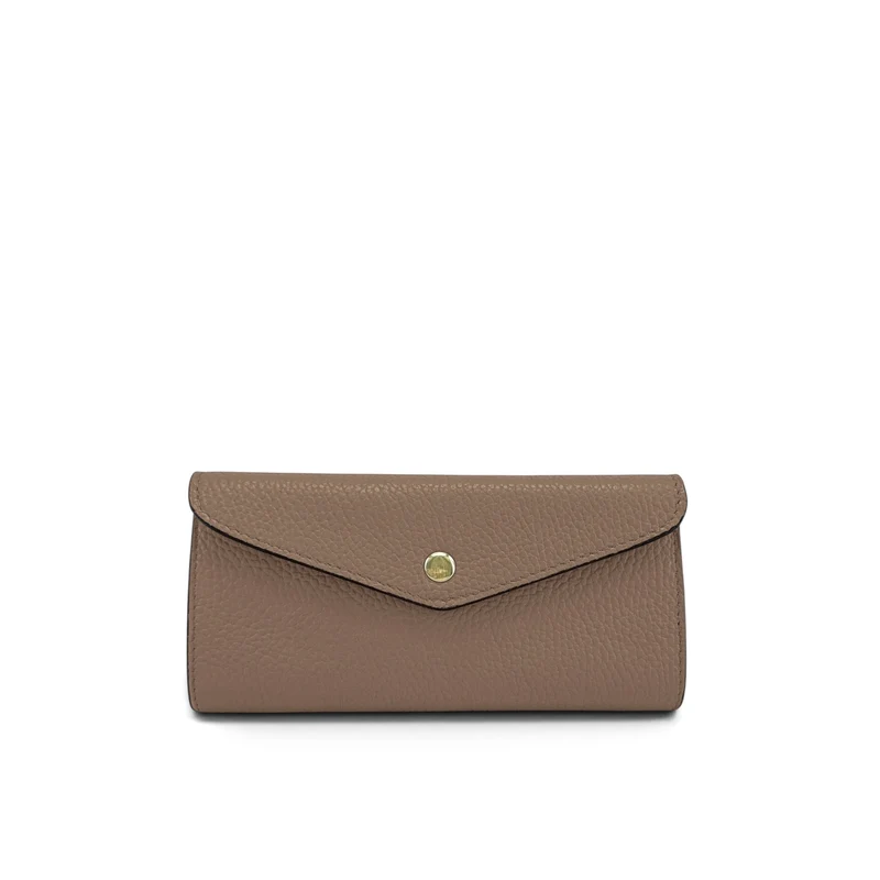 Pochette portefeuille en cuir grainé CLELIA Taupe foncé