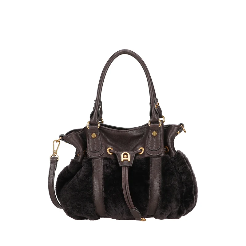 Sac à main bourse peau lainée