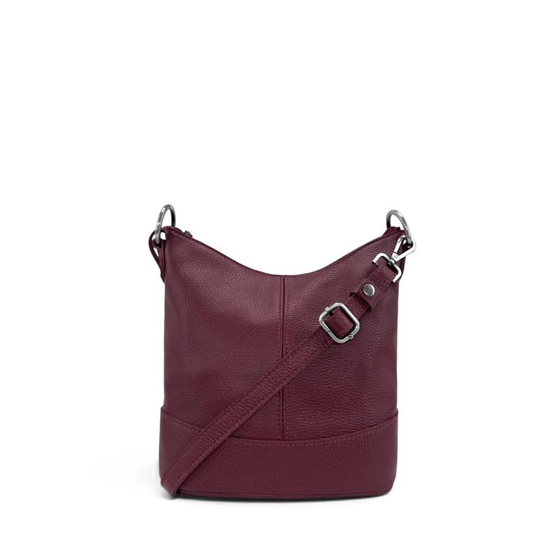 Sac seau à bandoulière en cuir grainé BEAUBOURG Bordeaux