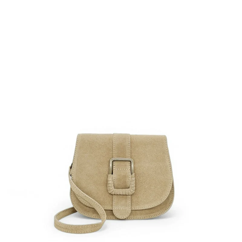 Sac besace en cuir daim ENID Beige crème