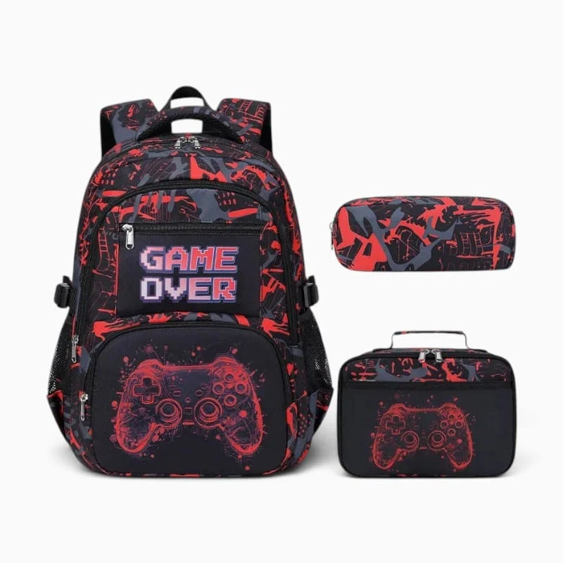 Cartable École avec Trousse et Sac à Déjeuner Assorti