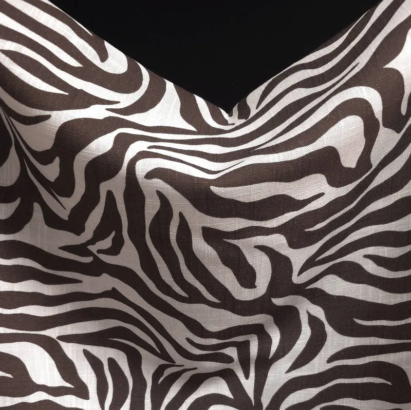 Slub de rayonne & lin | Zèbre | Chocolat | 49 cm | Fin de rouleau