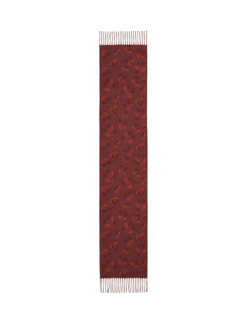 Blackberry Long Jacquard Scarf in Burgundy