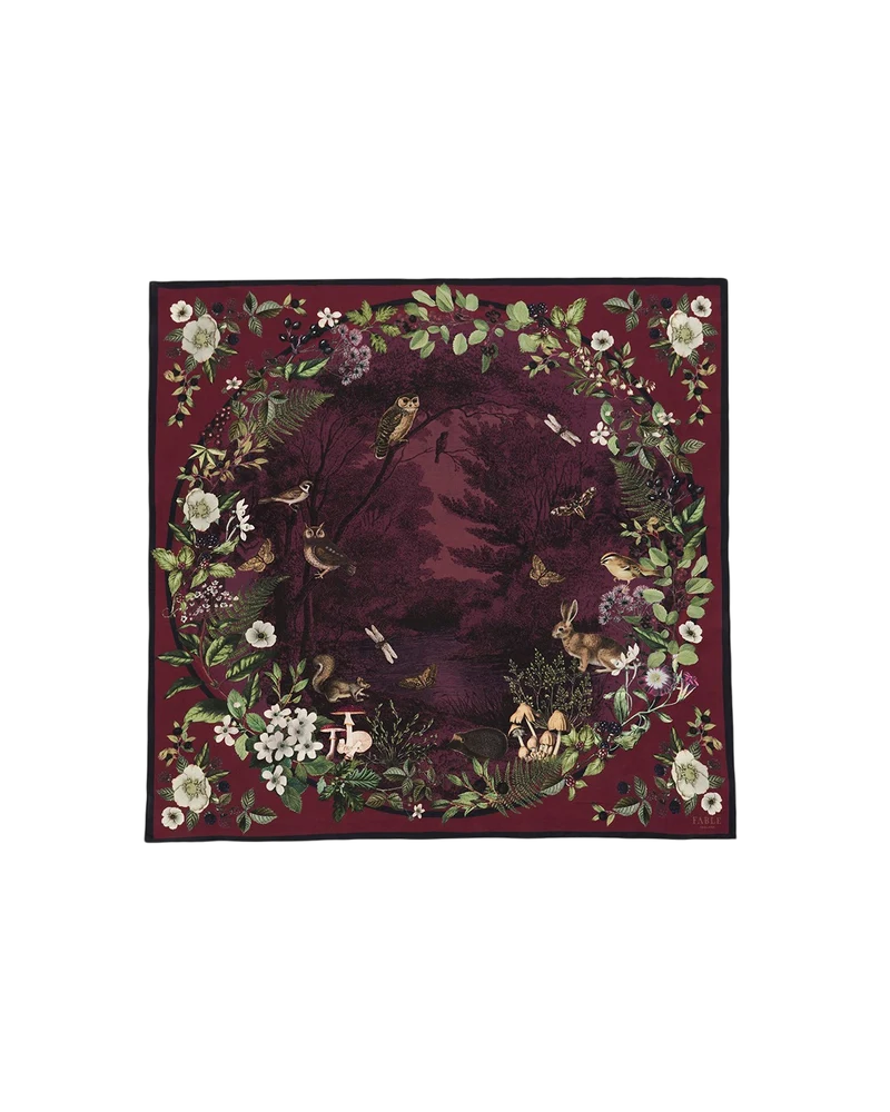 Orla Narrative Medium Square Scarf in Burgundy