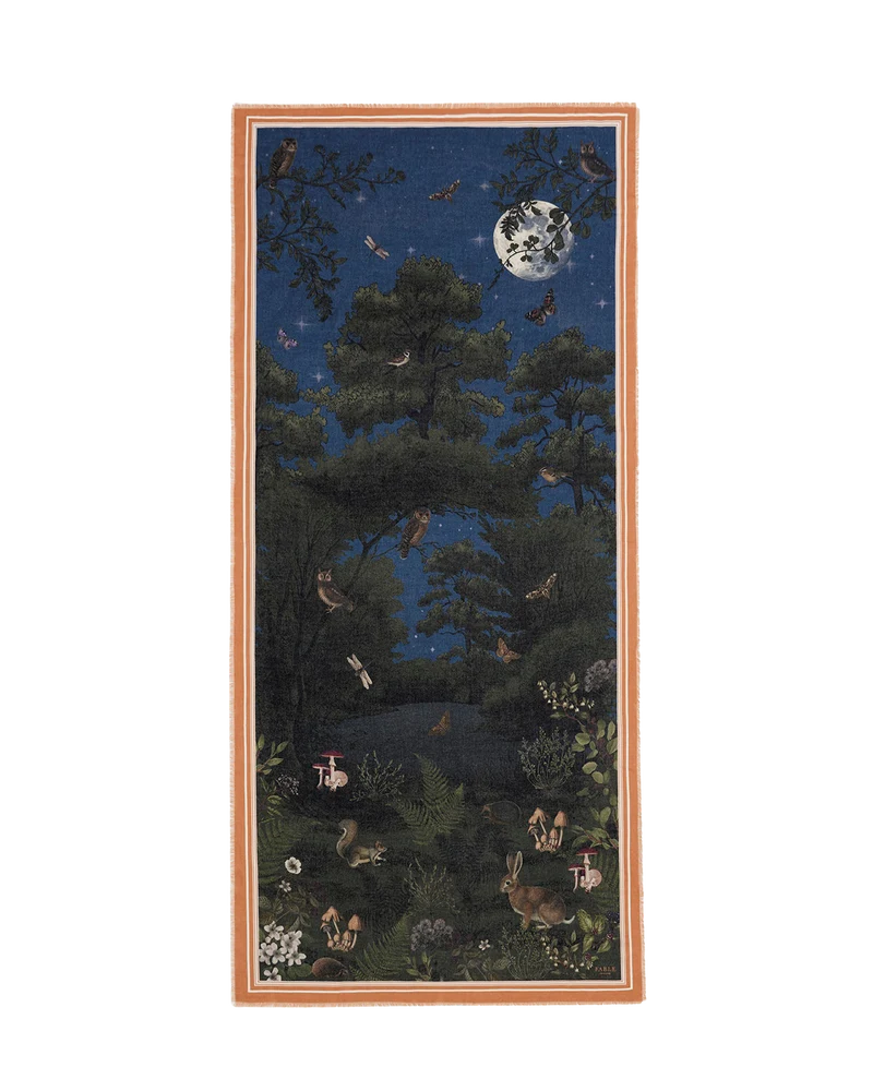 Woodland Meadow Large Rectangle Scarf in Midnight