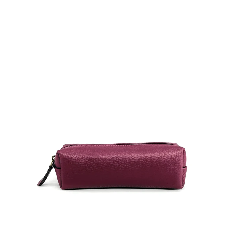 Trousse en cuir grainé TICTOC Prune