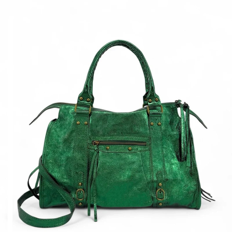 Sac à main en cuir irisé SANDSTORM Vert malachite