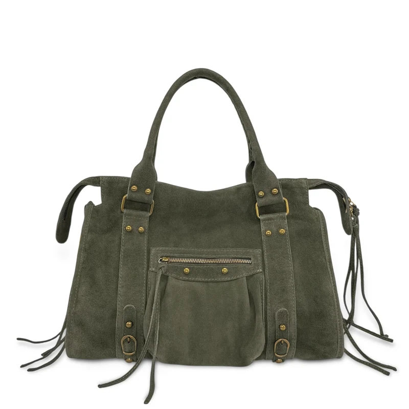 Sac à main en daim STORM SUEDE Vert kaki