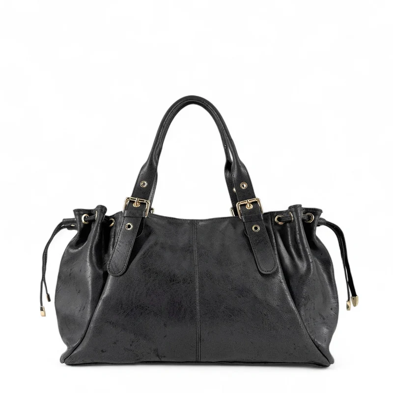 Sac bowling en cuir brossé PRINCESSE XL Noir