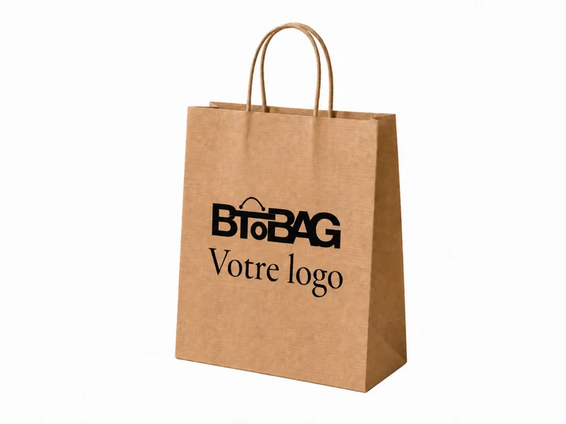 Sac kraft vergé poignées torsadées