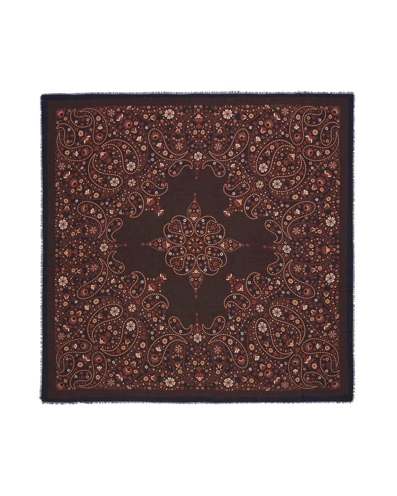 Eve Paisley Square Pashmina Scarf in Chocolate