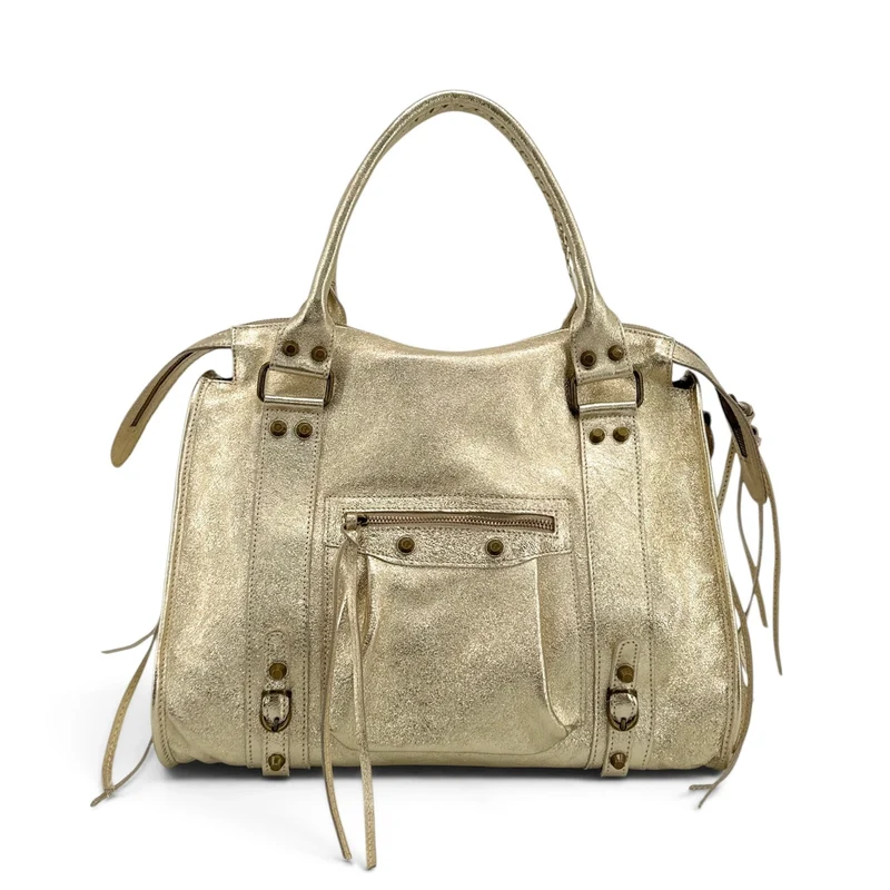 Sac à main en cuir irisé SANDSTORM E.L. SIROCCO Or pâle