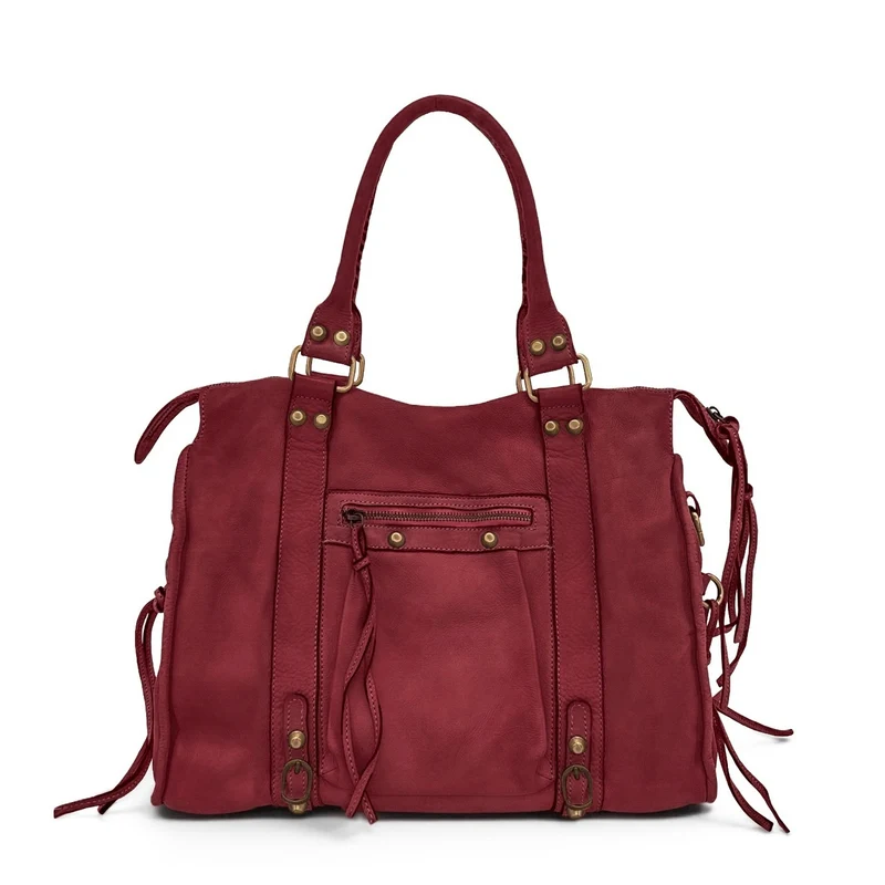 Grand sac en cuir vintage STORM XL HURRICAN Bordeaux