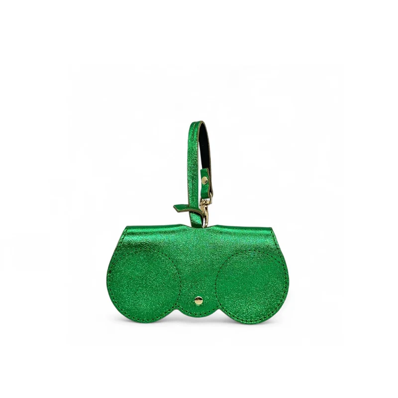 Etui à lunettes en cuir irisé PEANUT GLOW Vert anglais irisé