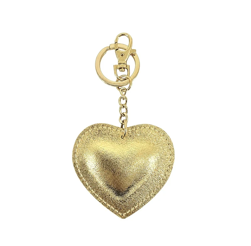 Porte-clés en cuir irisé COEUR GOLD Or pâle