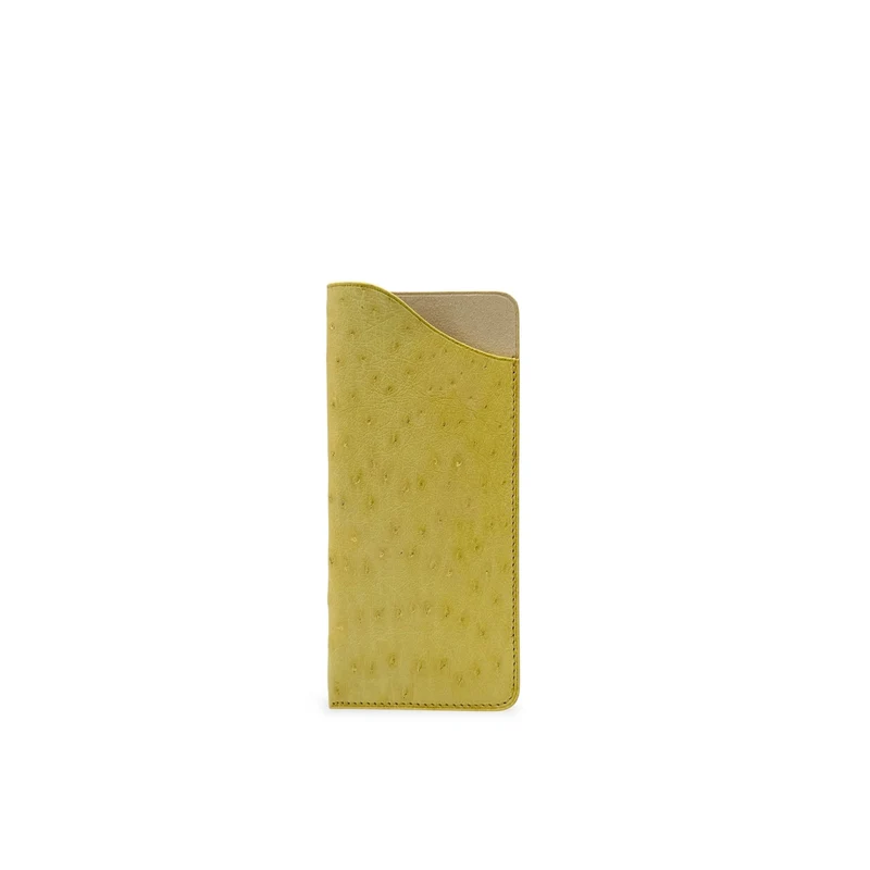 Etui à lunettes en cuir d'autruche édition Haute-couture Soft jaune