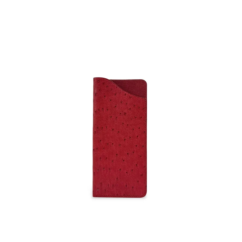 Etui à lunettes en cuir d'autruche édition Haute-couture Rouge intense