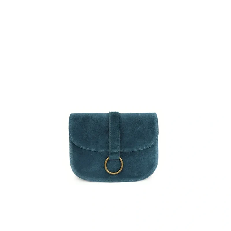 Sac besace en daim VELVET Bleu vert canard