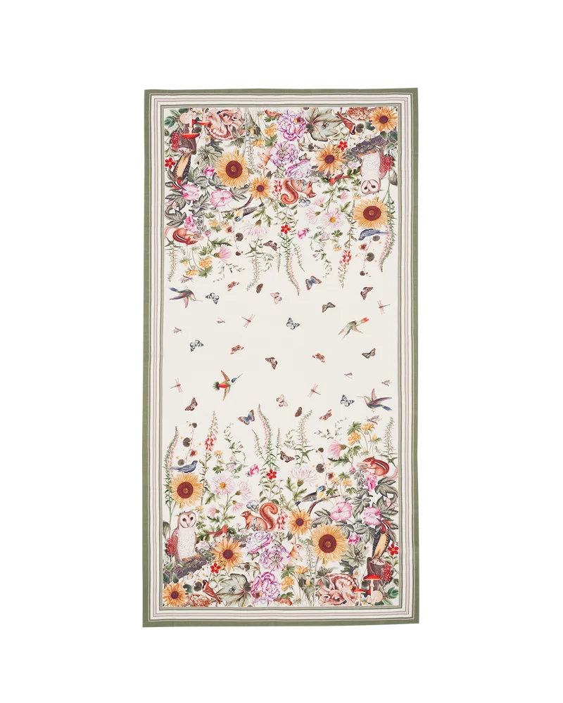 Botanical Rectangle Scarf in Ivory