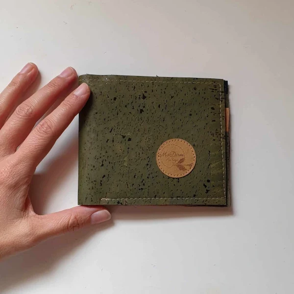 Portefeuille Diem en liège vert kaki