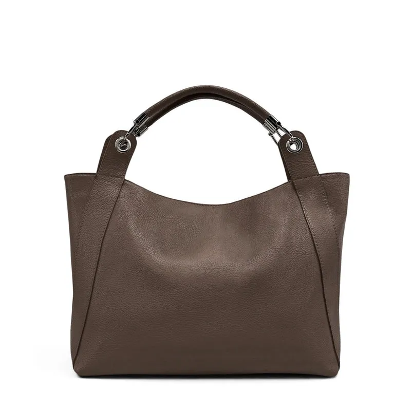 Grand sac en cuir grainé PARIS Marron moka