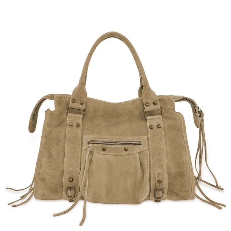 Sac à main en daim STORM SUEDE Taupe clair