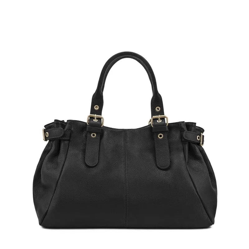 Sac bowling en cuir grainé NEW PRINCESS XL GOLD Noir