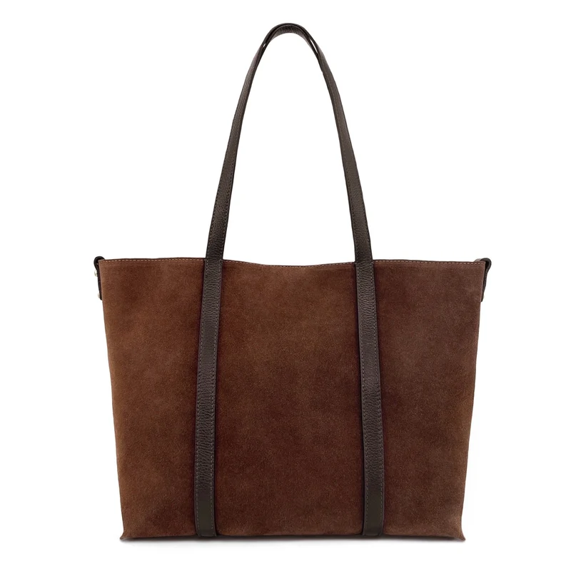 Sac cabas en cuir grainé et daim MAJOR Marron châtaigne