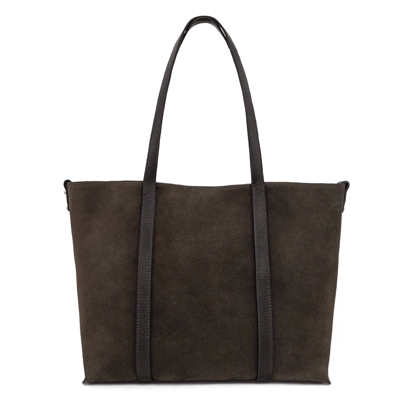 Sac cabas en cuir grainé et daim MAJOR Marron chocolat