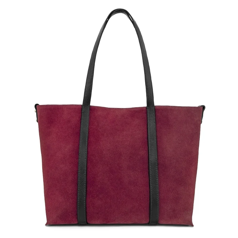 Sac cabas en cuir grainé et daim MAJOR Bordeaux