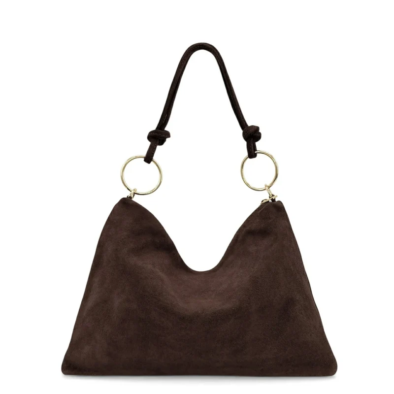 Sac pochette Hobo en daim SOA Marron chocolat