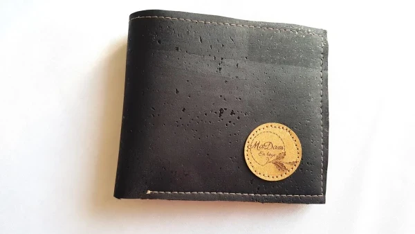 Portefeuille Diem en liège noir, bleu et naturel
