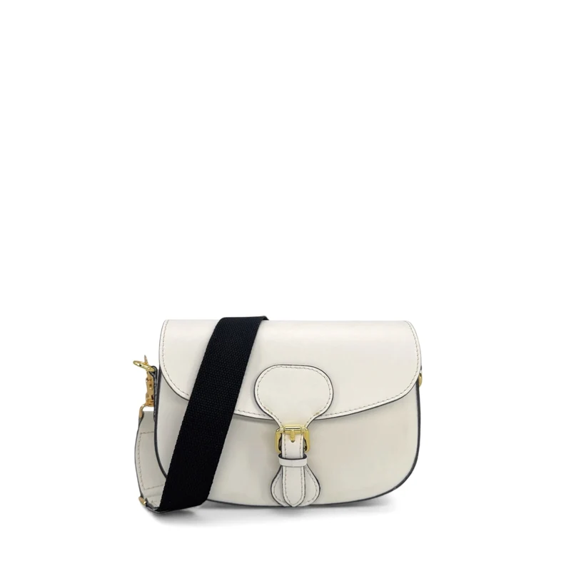 Sac trotteur à bandoulière en cuir lisse MADDY Blanc