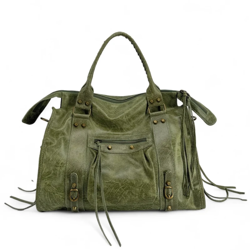 Sac à main en cuir brossé SANDSTORM E.L. SIROCCO Kaki