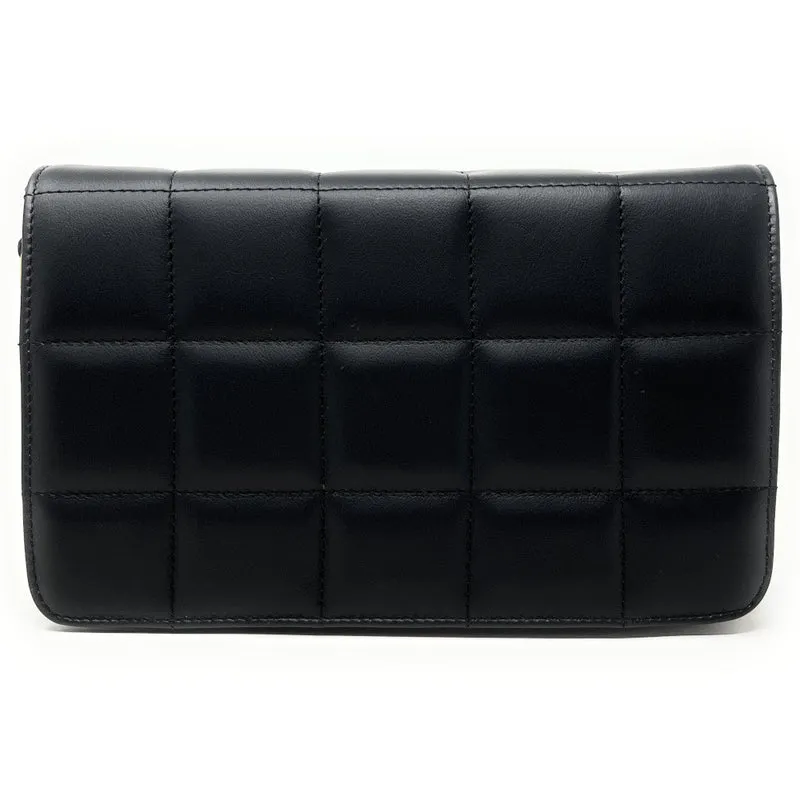 Sac french stick en cuir lisse matelassé TIME SQUARE Noir