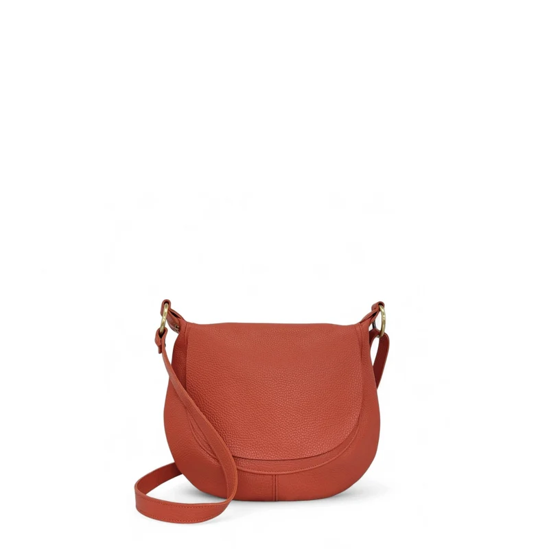 Sac bandoulière en cuir grainé LITTLE CITIZEN Terracotta