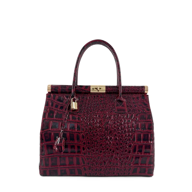Sac à main en cuir à motif crocodile TROCADERO CROCO Rouge bordeaux