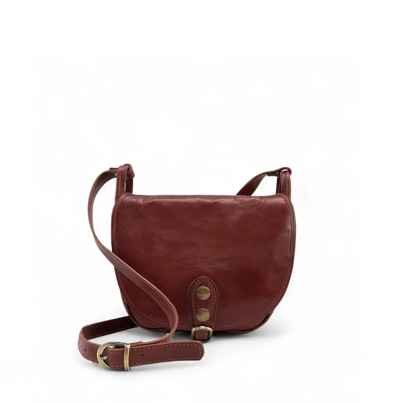 Sac bandoulière en cuir lisse LITTLE VERLAINE Châtaigne