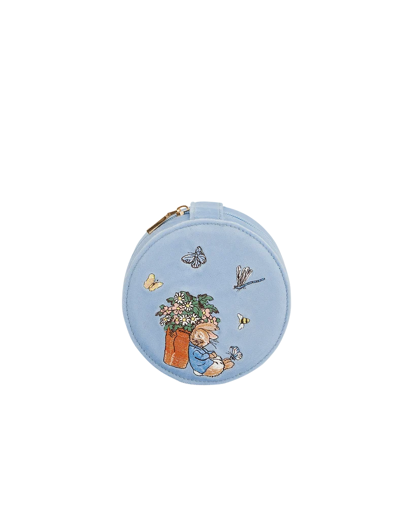 Fable England x Peter Rabbit Blue Velvet Embroidered Circle Jewellery Box